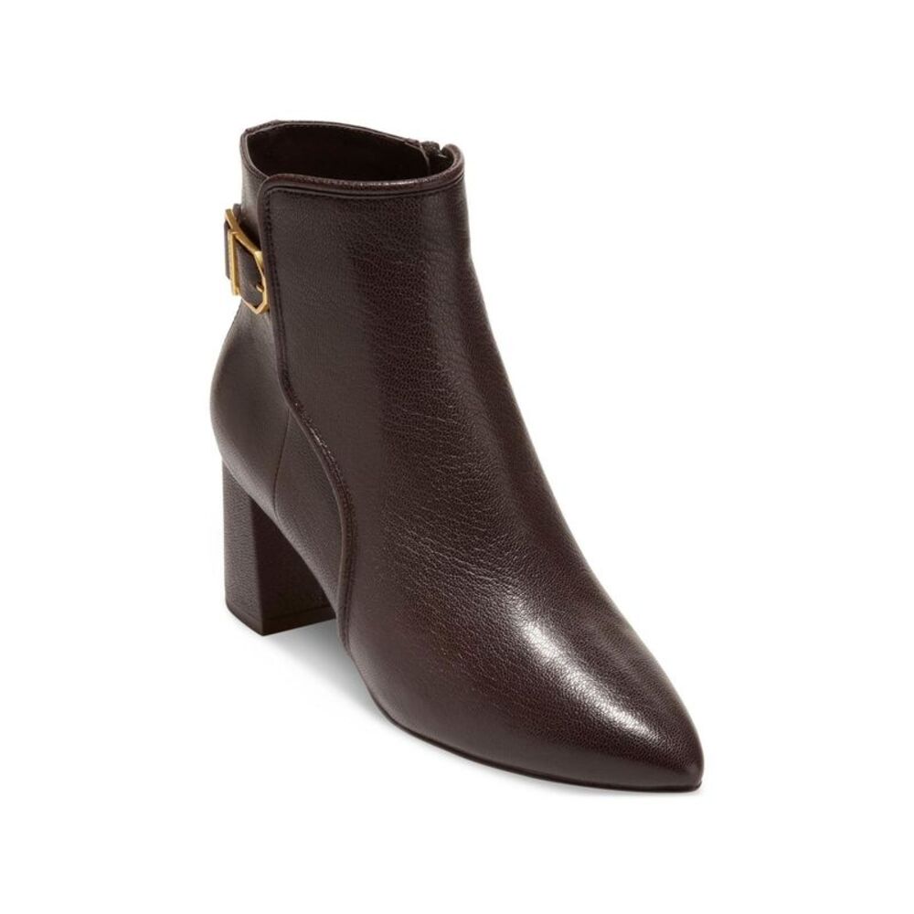 COLE HAAN Womens Brown Padded Ettie Pointed Toe Block Heel Leather Booties 5 B
